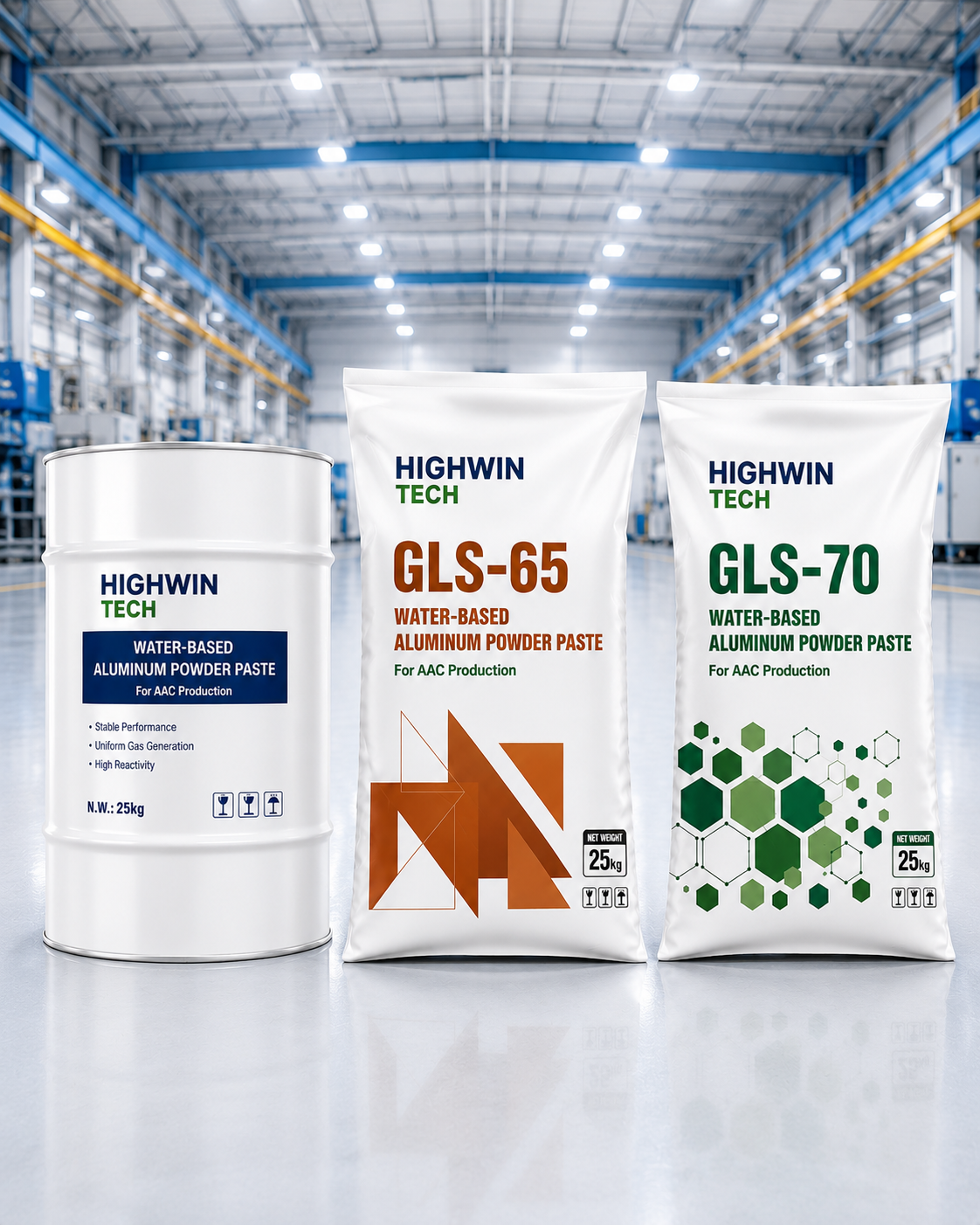 GLS-65 and GLS-70 water-based aluminum powder paste for AAC production